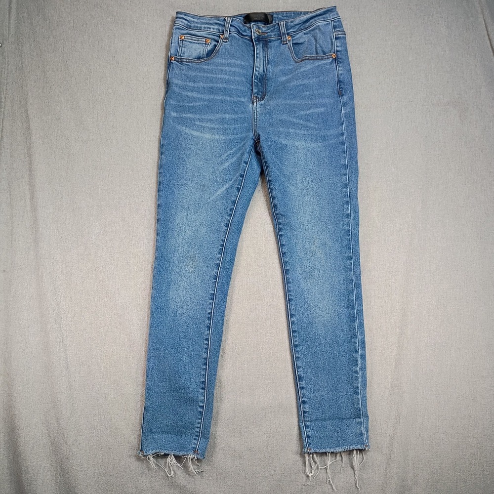 Monkey Ride High Rise Skinny Jeans Women's 29x25.5 Raw Hem Cropped Denim
